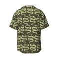 thumbnail image 5 of Uemuo Green Snake Pattern Cotton Linen Short Sleeve Shirts,Casual Lightweight Button Down Shirts,Vacation Beach Summer Tops-3X-Large, 5 of 7