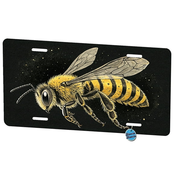 Hornet Bee On Black Background Metal Novelty License Plate
