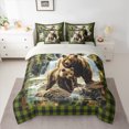 thumbnail image 2 of Castle Fairy Safari Bear 7Pcs Bedding Comforter Set for Teens Boys Men,Jungle Animal Queen Bedding Sets Super Cozy,Geometric Plaid Queen Sheet Sets,Lightweight Room Decor, 2 of 8