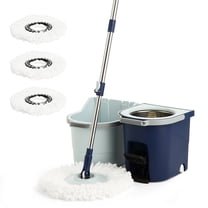 Eyliden Foot Pedal Spin Mop and Bucket Set with Wringer - Includes 3 Microfiber Pads for Floor Ceaning