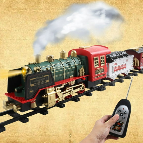 Remote Control Train Rail Car Smoke with Music Lights Christmas Charge Children's Toy Car 22PCS