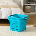 thumbnail image 3 of IRIS USA 2Pack Plastic Medium Square Clothes Laundry Basket, Teal, 3 of 7