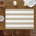 thumbnail image 4 of Minimalist Khaki and White Stripes Placemats Set of 4,Wipeable Washable Table Mats for Dining Tables, Modern Geometric Lines Art Place Mats for Kitchen Event Party Tabletop Decor, 4 of 9