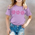 thumbnail image 2 of MEZZALL T-Shirt pour Filles, Imprimé Floral, Col Rond, Manches Courtes, T-Shirt Décontracté, 8-9 Ans, 2 of 5