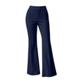thumbnail image 4 of Women's Soft Stretchy Straight Leg Pants for Business Casual, Mid Elastic Waist with Slim Fit & Shaping, Multi-Pockets, Dressy Lounge Work Office, Womens Trousers | VerBelle,Blue 2XL, 4 of 7