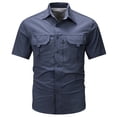 thumbnail image 2 of BRGZLK Men's Short Sleeve Tactical Shirts Quick-Dry Short Sleeve Breathable Mesh Shirt Multi-Pocket Loose Comfortable Button Down Outdoor Hiking Tops Dark Blue 4XL, 2 of 6