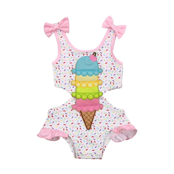 Sedceaty Baby Girl One Piece Swimsuit Swimwear Toddler Ice Cream Bikini Bathing Suit Sunsuit Rash Guard