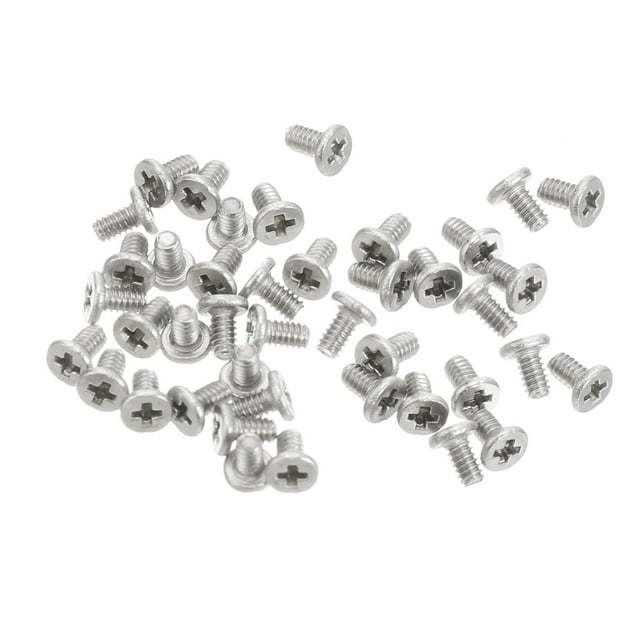 Unique Bargains M1.2x0.25x2mm 100Pack Metal Flat Round Head Screws Phillips Drive Machine Bolt