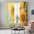 thumbnail image 5 of Sunflower Kitchen Curtains 96 Inch Length, Yellow Spring Floral Botanical Grommet Top Bedroom Living Room Curtains, Light Filtering Cafe Curtain Drapes 2 Panels Set 104''x96'', 5 of 9