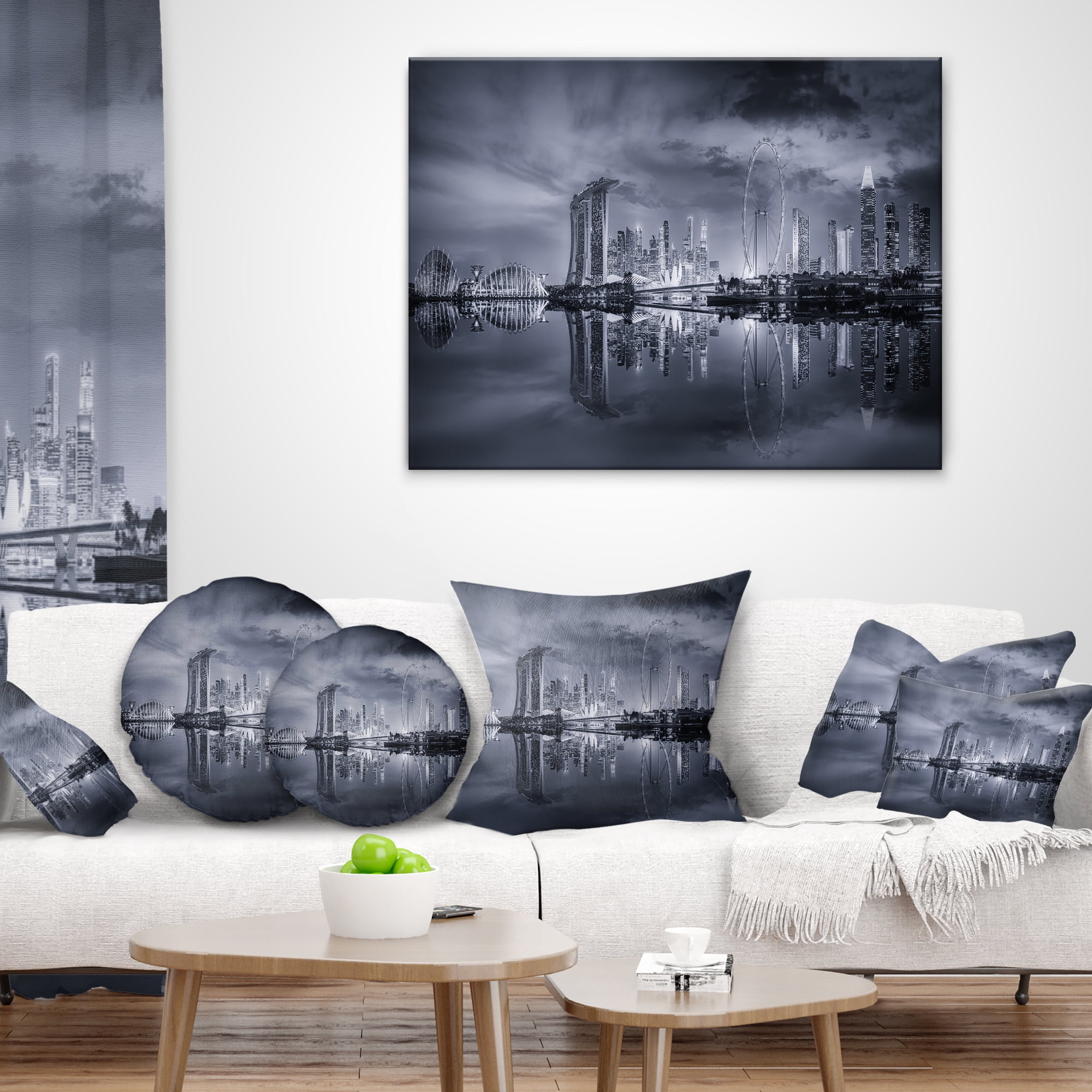 Designart 12" x 20" Black Polyester Throw Pillow