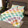 thumbnail image 2 of Erosebridal Plaid Buffalo Coverlet Set Queen, Rainbow Checkered Bedding Set, Rectangle Room Decor, 2 of 5