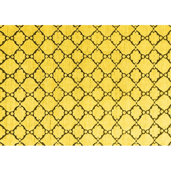 Ahgly Company Machine Washable Indoor Rectangle Solid Yellow Modern Area Rugs, 7' x 9'