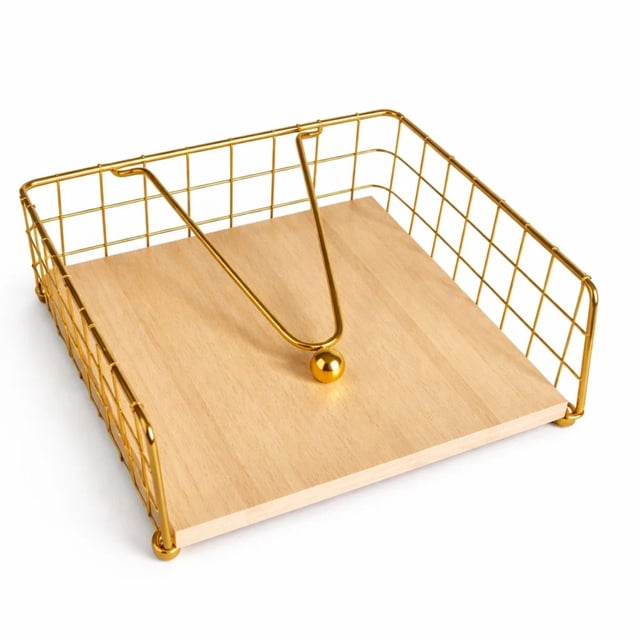 Servilletero De Metal Dorado Cuadrado Elegante Y Resistente Dorado cruadros