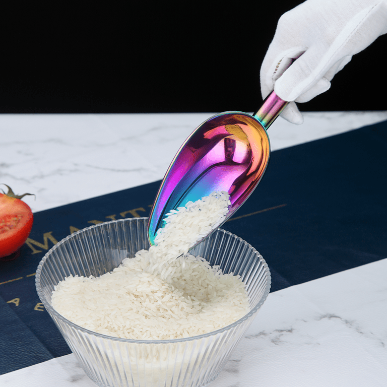 Reanea Stainless Steel Rainbow Ice Scoop 6oz, Colorful Metal Ice Scooper for Ice Maker, Food Scoop, Size: 2.75 x 1.57 x 8.46