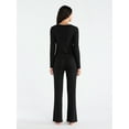 thumbnail image 2 of No Boundaries Sleep Cardigan and Flare Pants Set, 2-Piece, Women’s, 2 of 4