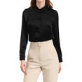 thumbnail image 5 of INSPIRE CHIC Women's Point Collar Button Up Long Sleeve Satin Office Business Casual Shirt, 5 of 6