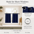 thumbnail image 4 of Lapalife 2 Panel Blackout Kitchen Curtains, Grommet Short Window Curtains for Kitchen Bathroom Cafe, Navy Blue, 33"x 36", 4 of 8