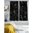 thumbnail image 4 of Flower Black Sheer Curtains 63 Inch Length 2 Panels Set, Semi Transparent Voile Rod Pocket Curtains for Living Dining Room Bedroom Drapes Fall Winter Floral Leaves Spring Botanical, 4 of 6