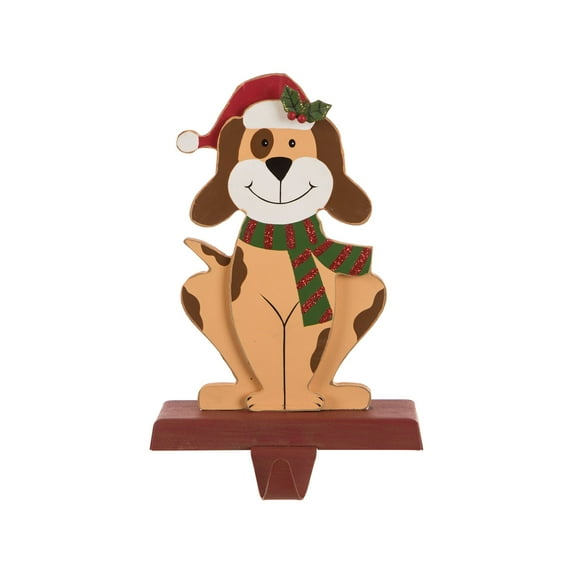 7.75" Vibrant Unique Wooden Dog Stocking Holder