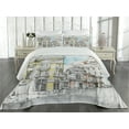 thumbnail image 2 of Ambesonne Medieval Quilted Coverlet 3 Pcs, European City Sketch, Queen Size, Multicolor, 2 of 4