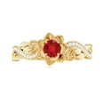 thumbnail image 4 of Rosec Jewels Lab Grown Ruby Floral Ring with Diamond for Women - Nature Inspired Ring, 14K Yellow Gold, US 3.50, 4 of 8