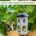 thumbnail image 4 of Metal Bird Feeder for Outdoor Hanging Wild Bird Feeders with Circular Perch Easy to Clean & Refill Large Seed Capacity Bird Feeders for Outdoors Hanging 9" White Castle Bird Feeder Outdoor Garden, 4 of 6