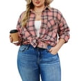 thumbnail image 5 of Fantaslook Plus Size Flannel Plaid Shirts for Women Long Sleeve Button Down Shirts Casual Loose Blouses Tops, 5 of 10