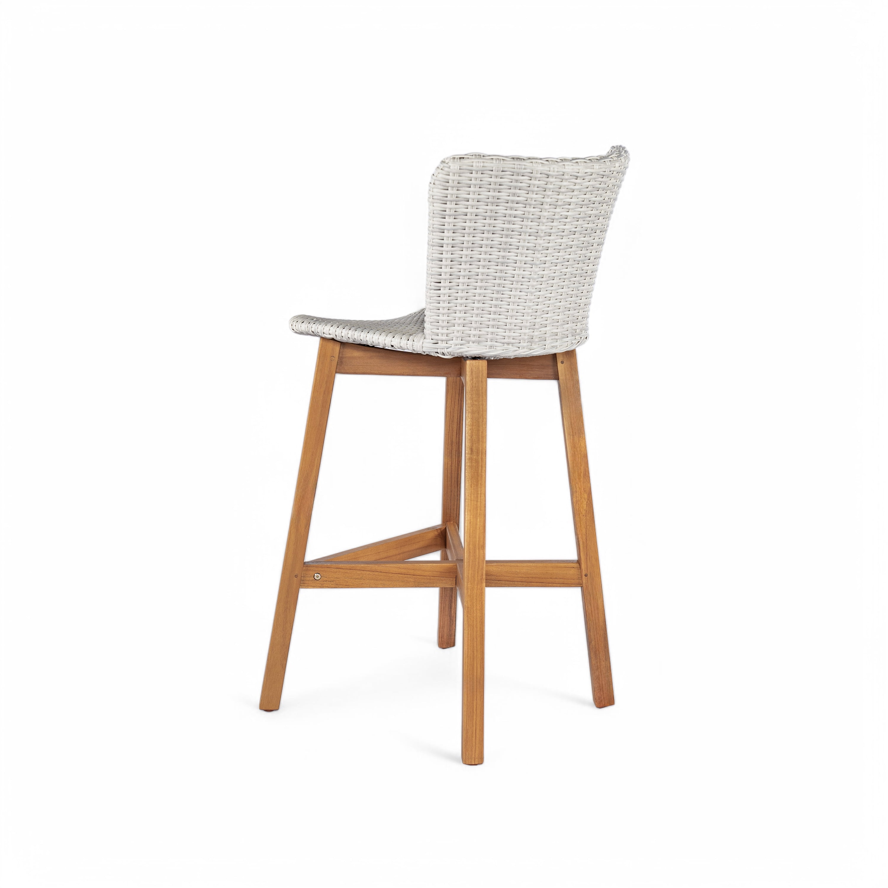 Outdoor Wood Wicker Bar Stools Set of 2 for Patio Bar, Teak