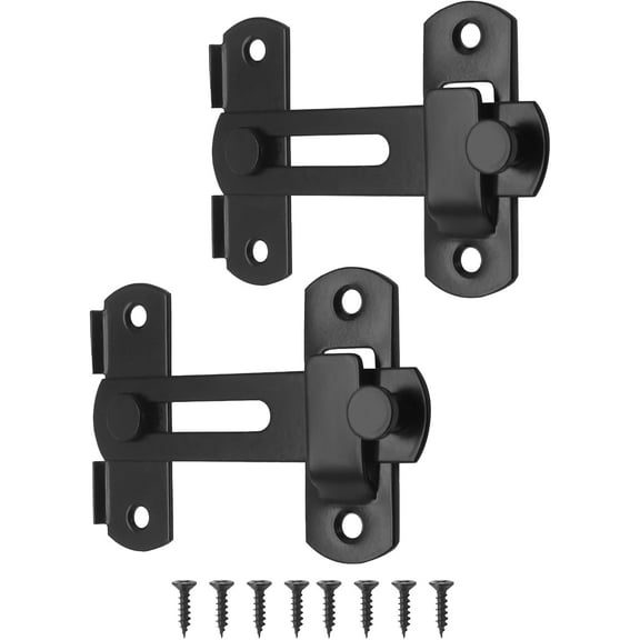 RUseeN 2 PCS 180 Degree Flip Latch Gate Latches Safety Door Lock for Barn Wood Fence Sliding French Doors, Stainless Steel Gate Hardware, Matte Black