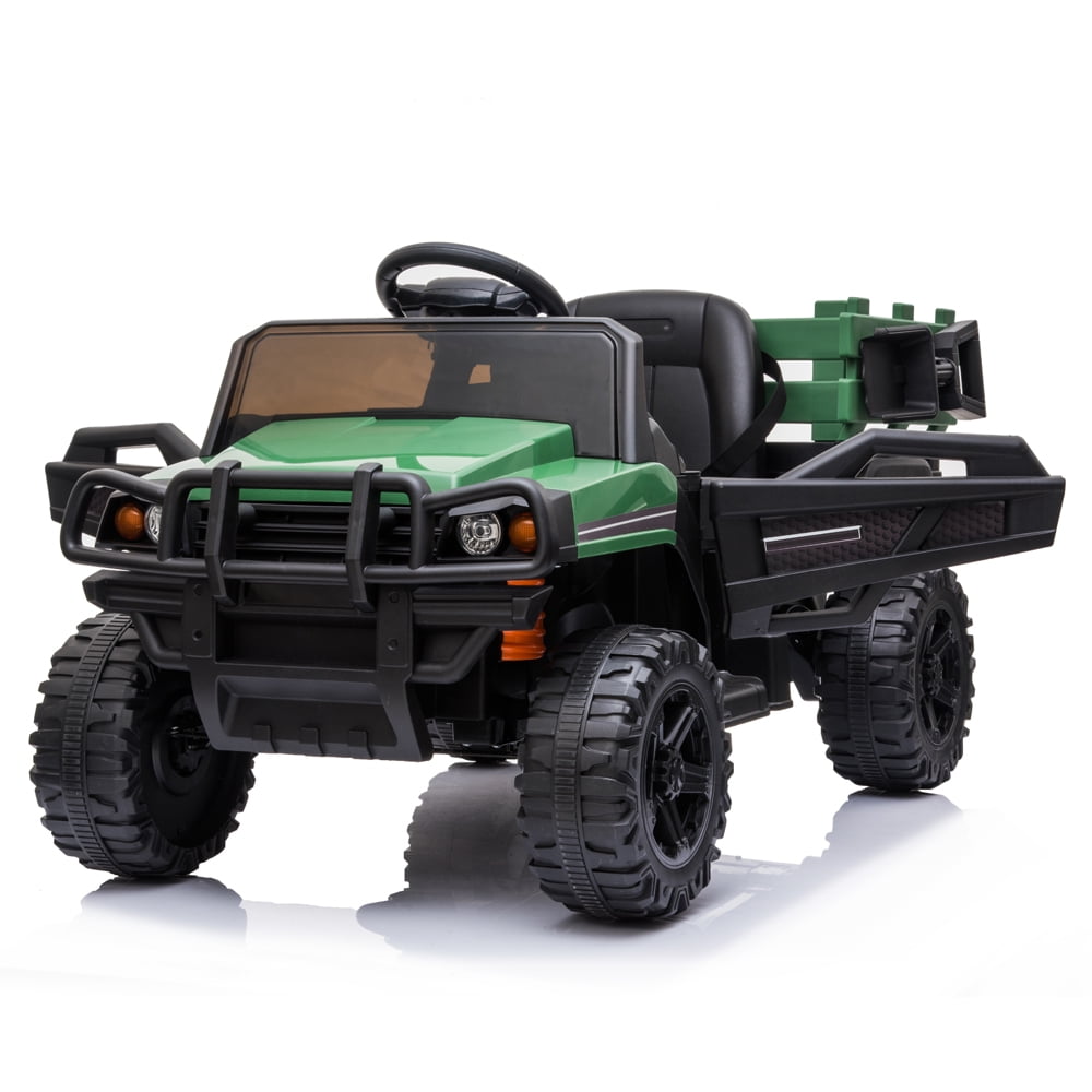 Kepooman 12V Electric Ride On Truck Car, Off-Road Vehicle with 2.4GHZ Remote Control, Green