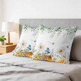 thumbnail image 6 of Pillow Covers 20x20 Set of 2, Eucalyptus Leaves Square Throw Pillow Covers for Couch/Sofa/Living Room, Daisy Flower Spring Watercolor Country Floral Bee Decorative Soft Pillowcases for Couch, 6 of 9