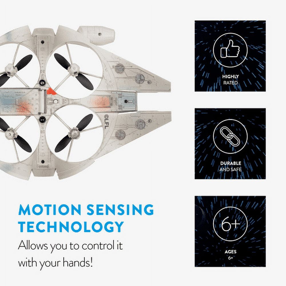 World Tech Toys Star Wars Millennium Falcon Motion Sensing Quadcopter Drone, Ages 6+