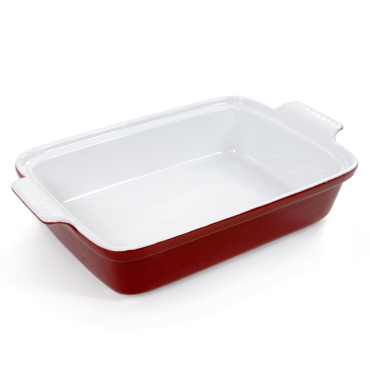 Hell's Kitchen Pre-seasoned Cast Iron Enameled Rectangle Grill Pan with  Handles, Red
