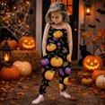 thumbnail image 2 of Gunia Toddler Girls Halloween Outfit Flannel Pumpkin Kids Suspender Romper Loose Harem Style Jumpsuit Festive Party Outfits Black 2-3 Years, 2 of 5