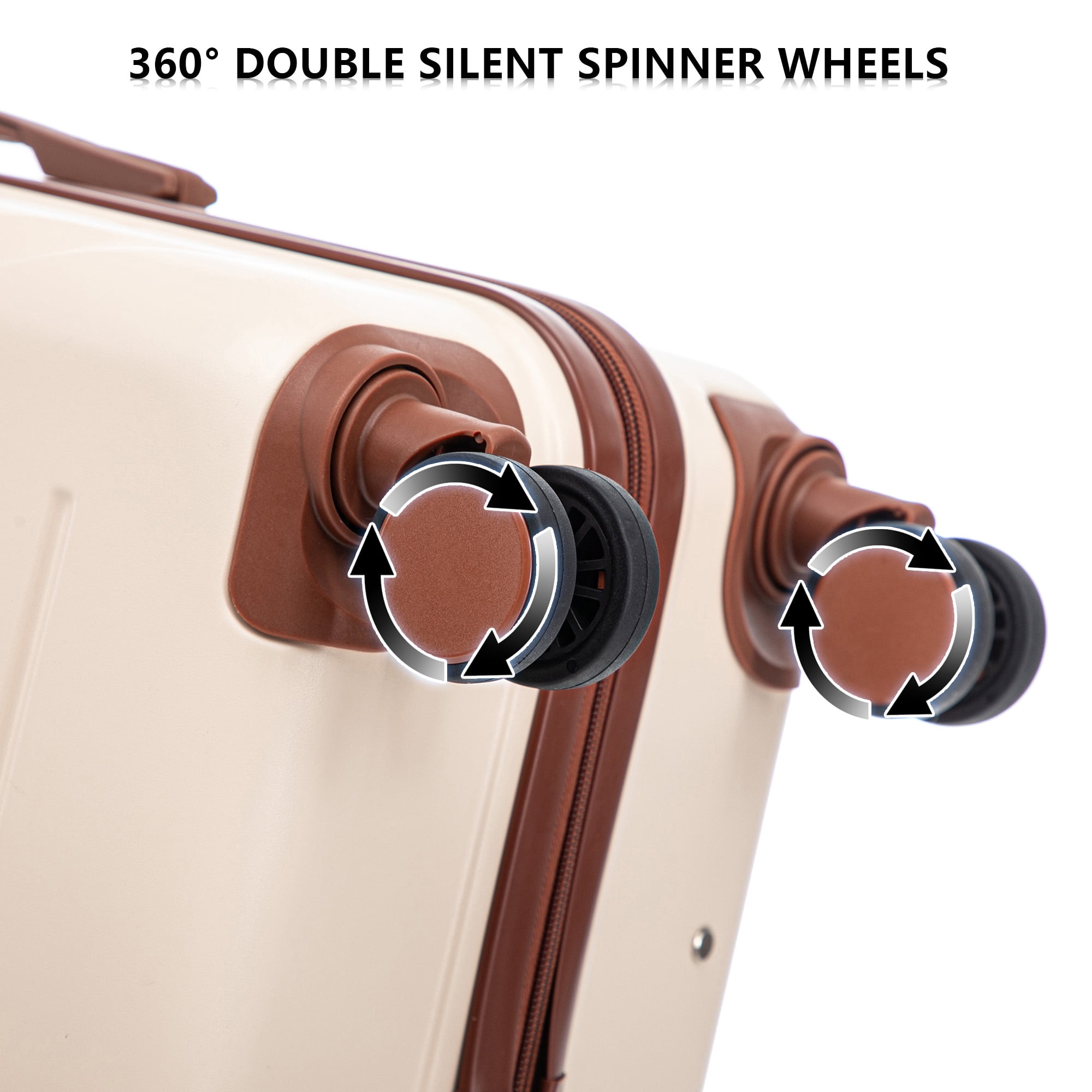 PAPROOS 3 Piece Luggage Set, ABS Carry-on Luggage Set with Spinner Wheels and TSA Lock, Lightweight Hardside Luggage, 20/24/28 Inch Rolling Suitcase Set for Travel Business Trip, Beige