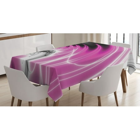 

Fractal Tablecloth Digital Dynamic Energy Flows Inspired Artisan Fantasy Shapes Computer Print Rectangular Table Cover for Dining Room Kitchen 60 X 84 Inches Magenta Black by Ambesonne