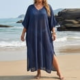 thumbnail image 6 of ZACPNCV Plus Size Women Sheer V Neck Loose Fit Dress Cover Up Lightweight Casual Beach Tunic Swimsuit Bikini Shawl Summer Outdoor, 6 of 6