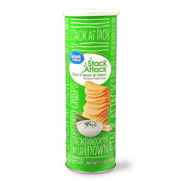 Great Value Stack Attack Sour Cream & Onion Potato Crisps, 5.5 Oz
