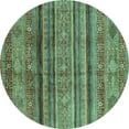 thumbnail image 1 of Ahgly Company Machine Washable Indoor Round Southwestern Turquoise Blue Country Area Rugs, 6' Round, 1 of 4