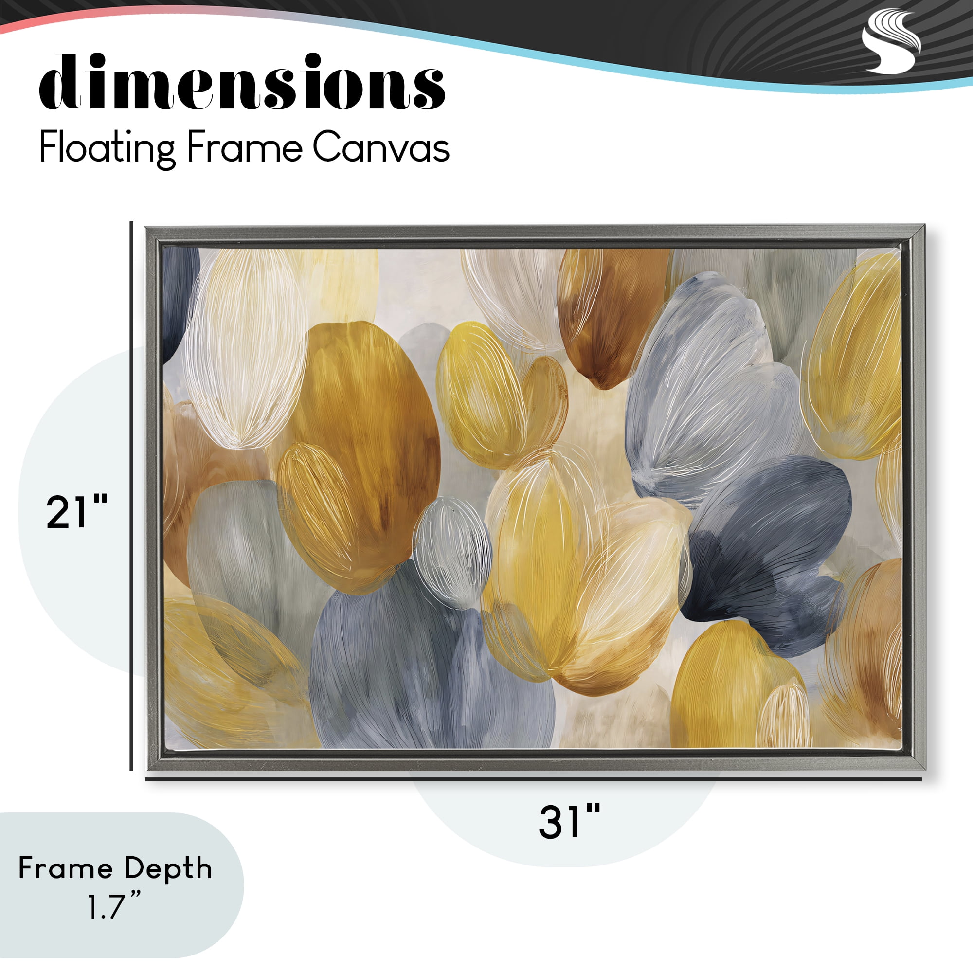 Stupell Industries Warm Oblong Layered Shapes Gray Framed Floater Canvas Wall Art, design by Jacky Ngan
