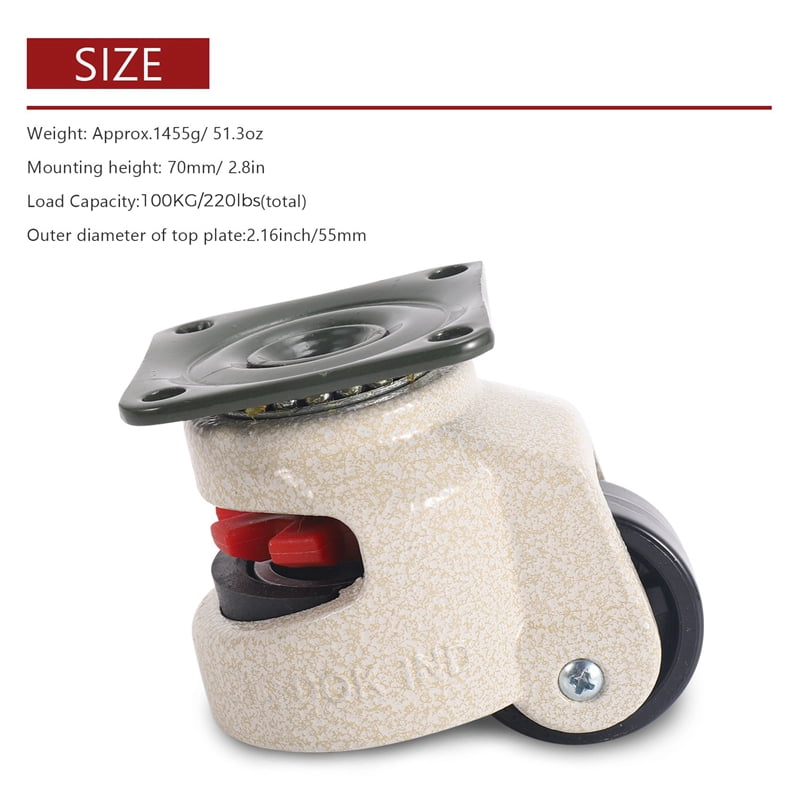 4 Pcs Retractable Leveling Casters Industrial Machine Swivel Caster Castor Wheel for Office Chair Trolley 330 Lbs Capacity -40F