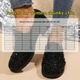 thumbnail image 3 of Elegant Women's - Loafers with Sequin, Black Glitter - Shoes with Chunky Heel Dress Shoes for Party Wedding, 3 of 5