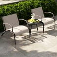 thumbnail image 6 of Canddidliike 3 Piece Patio Metal Aluminum Wide Armchair and Table Set, Patio Conversation Set for Outdoor, Rusic Brown, 6 of 10