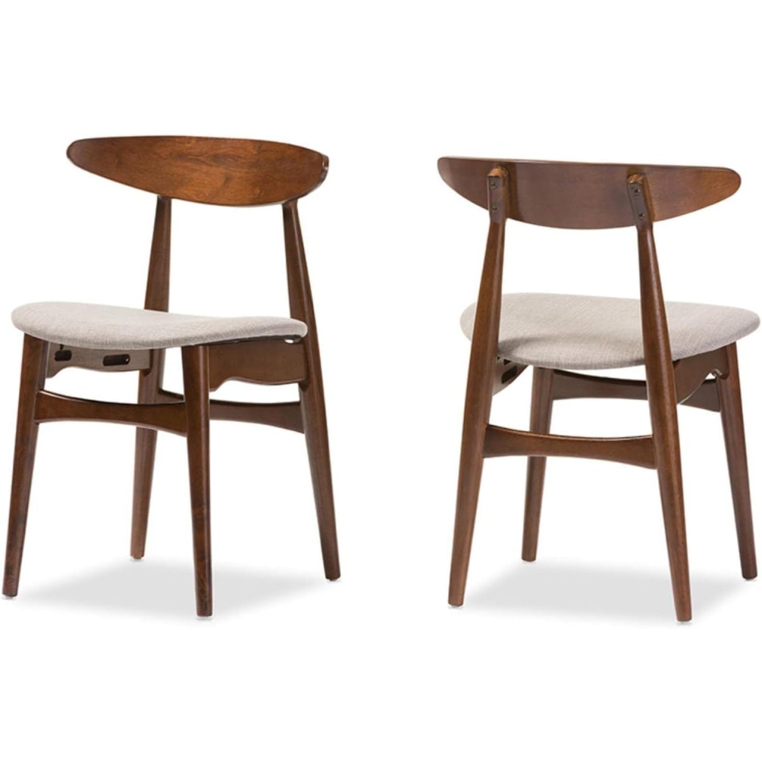 Gray Leather Parsons High-Back Side Chair with Wood Legs