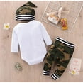thumbnail image 7 of StylesILove Infant Baby Boys Little Man Dinosaur Long Sleeve Bodysuit, Camouflage Pants and Hat 3pcs Cotton Autumn Winter Outfit (9 Months), 7 of 7