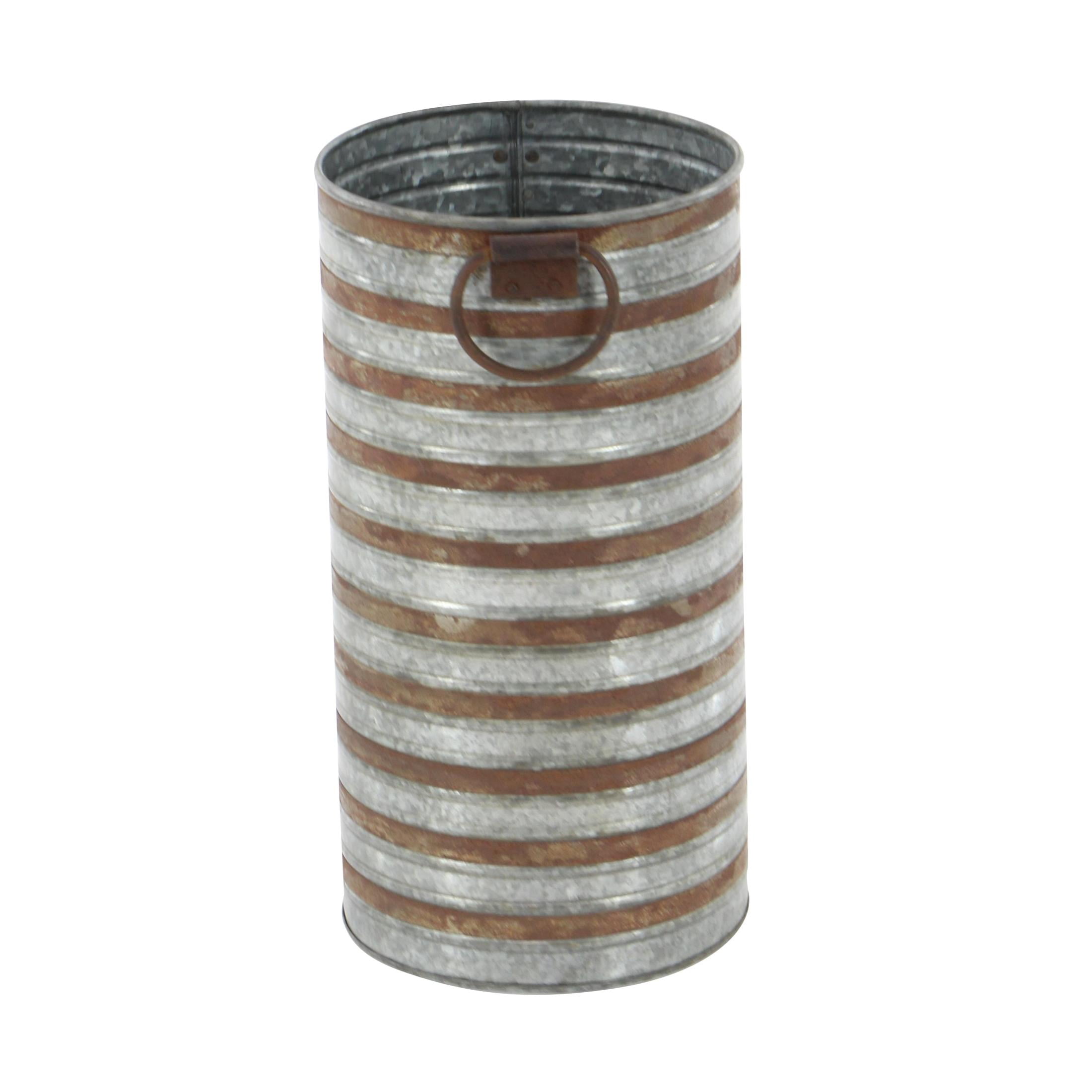 DecMode 20", 16"H Gray Metal Planter with Handles (2 Count)