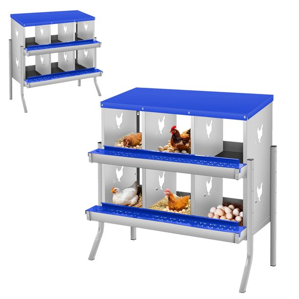 QinaQin Caja nido para gallinas de 6, 8 o 10 compartimentos con patas de soporte, diseño fácil de limpiar e instalar para proteger huevos