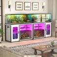 thumbnail image 3 of Homieasy Heavy Duty 55-75 Gallon Aquarium Stand with Power Outlets, LED Light & Storage Cabinet - Reversible Metal Fish Tank Stand, 880LBS Capacity,White, 3 of 7