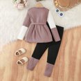 thumbnail image 2 of ZIXKCGDSE Outfits for Girls Long Sleeve Color Block Tops and Pants Fall Fashion Clothing Set Size 2-3 Years, 2 of 4