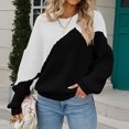 thumbnail image 4 of Fesfesfes Women Sweater Tops V-neck Loose Knitting Sweater Casual Long Sleeve Tops Clearance Under $10, 4 of 7